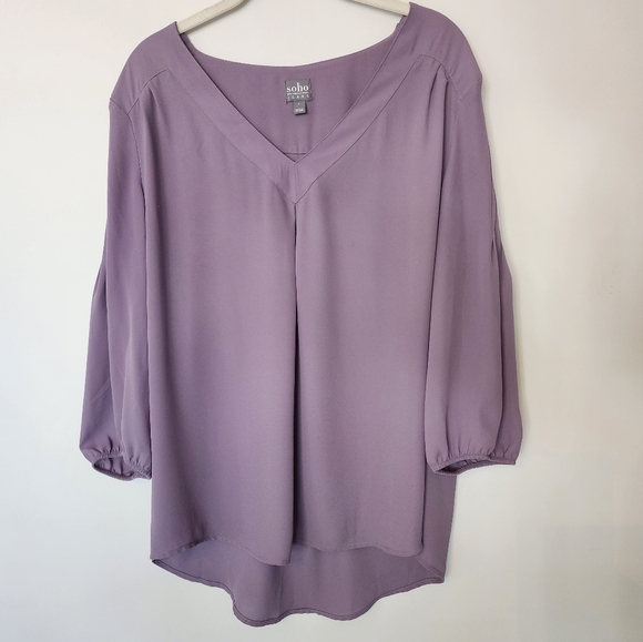 Soho New York & Company Jeans purple/mauve 3/4 sleeve blouse - Picture 1 of 7